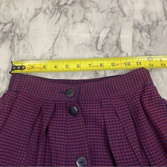 Vintage Express Button Front Plaid Print Skirt size XS Made in USA red Blue - Picture 5 of 7
